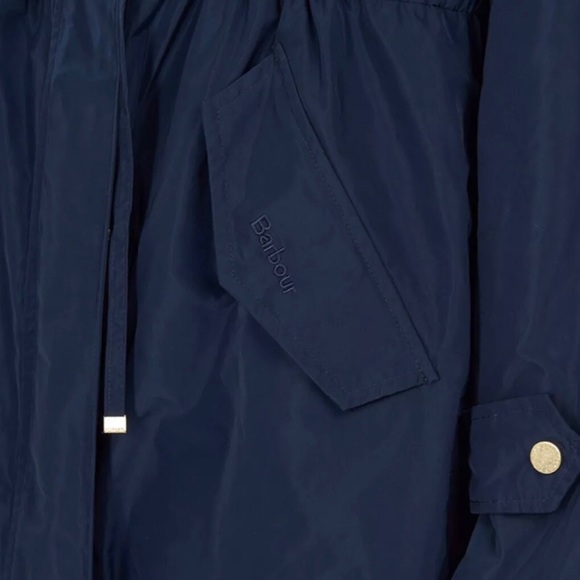 Barbour Harper Showerproof Waterproof Rain Jacket Coat Blue Long - Picture 6 of 8